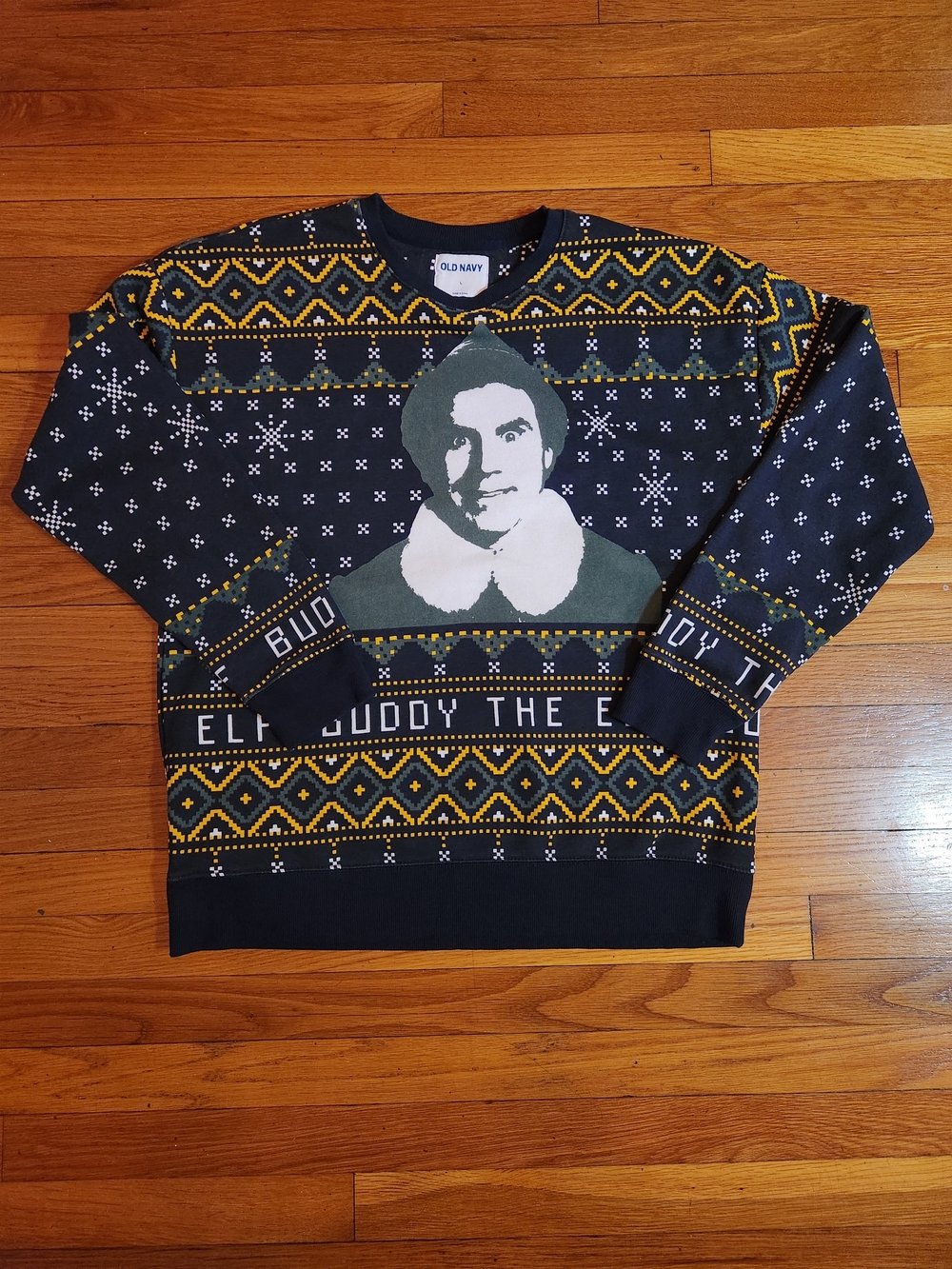 Old Navy Buddy the Elf Ugly Christmas Sweatshirt Blue Size Large